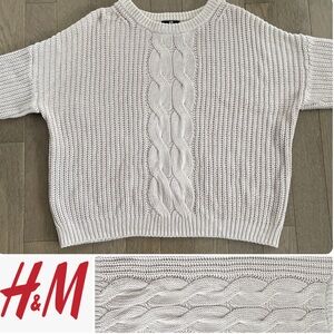 H&M Off-White Cable Knit Sweater - Size Medium